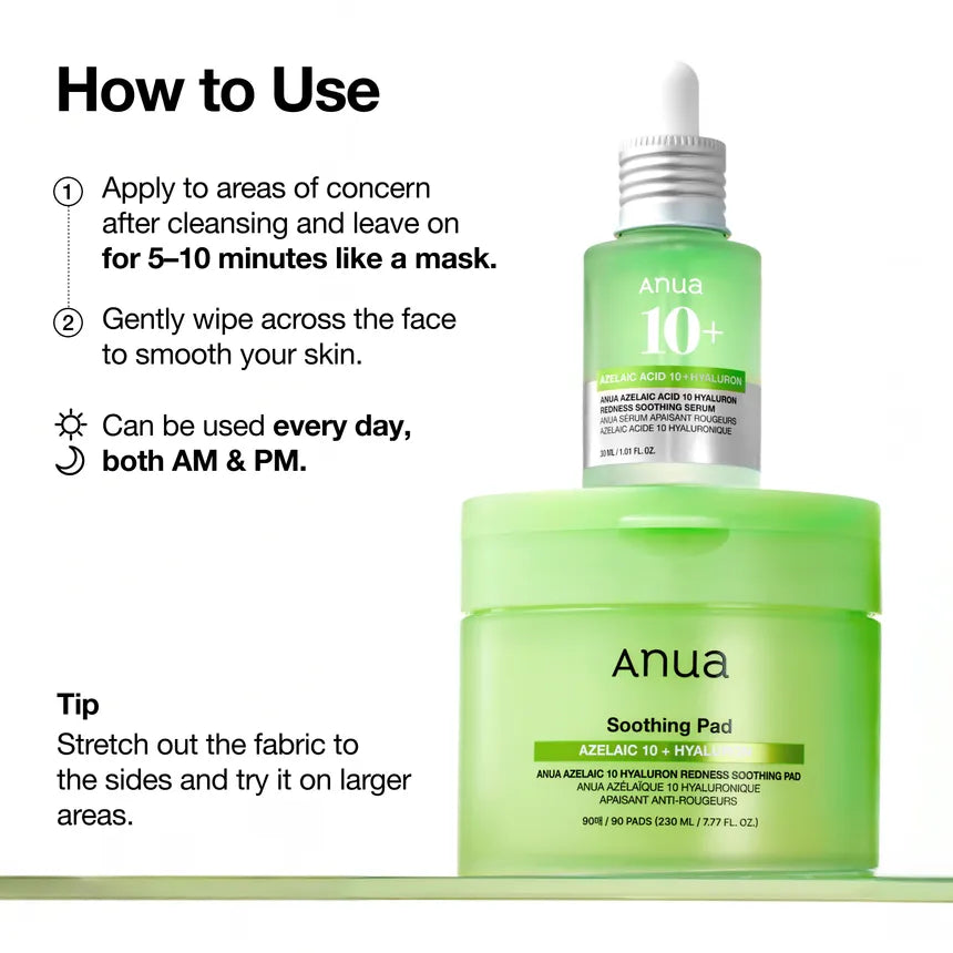 ANUA - Azelaic 10 Hyaluron Redness Soothing Pad (90 pads) - v5 - Seoulful Skincare