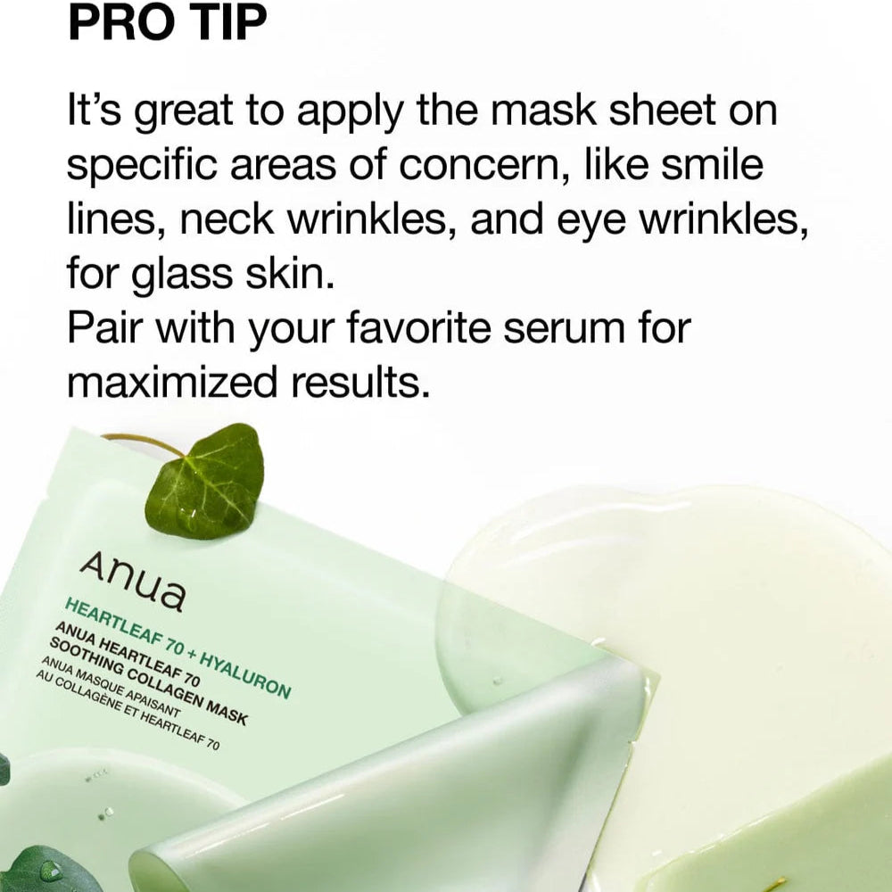 ANUA - Heartleaf 70 Soothing Collagen Mask (4pcs) - v4 - Seoulful Skincare