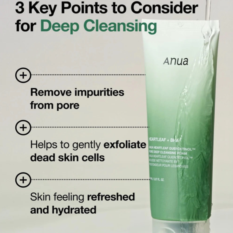 ANUA - Heartleaf Quercetinol Pore Deep Cleansing Foam (150ml) - v6 - Seoulful Skincare