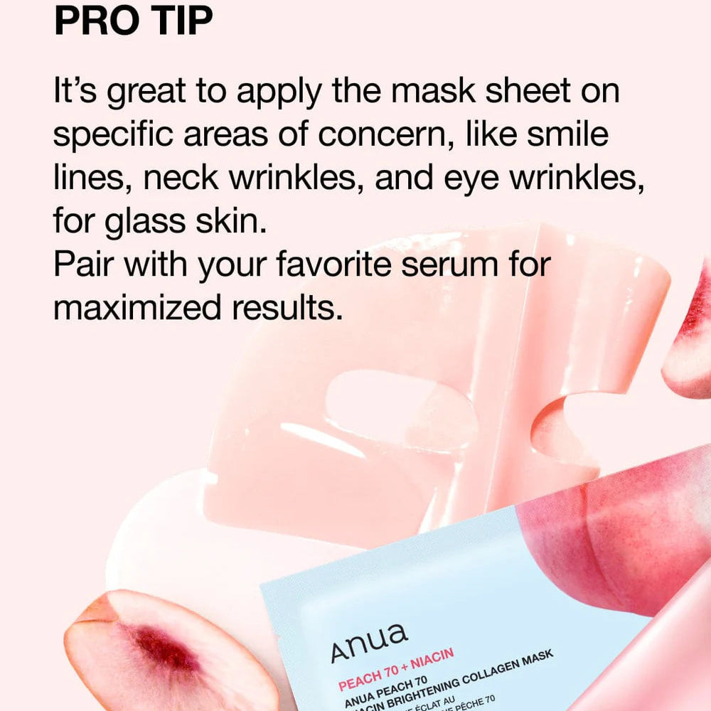 ANUA - Peach 70 Niacin Brightening Collagen Mask (4pcs) - v10 - Seoulful Skincare