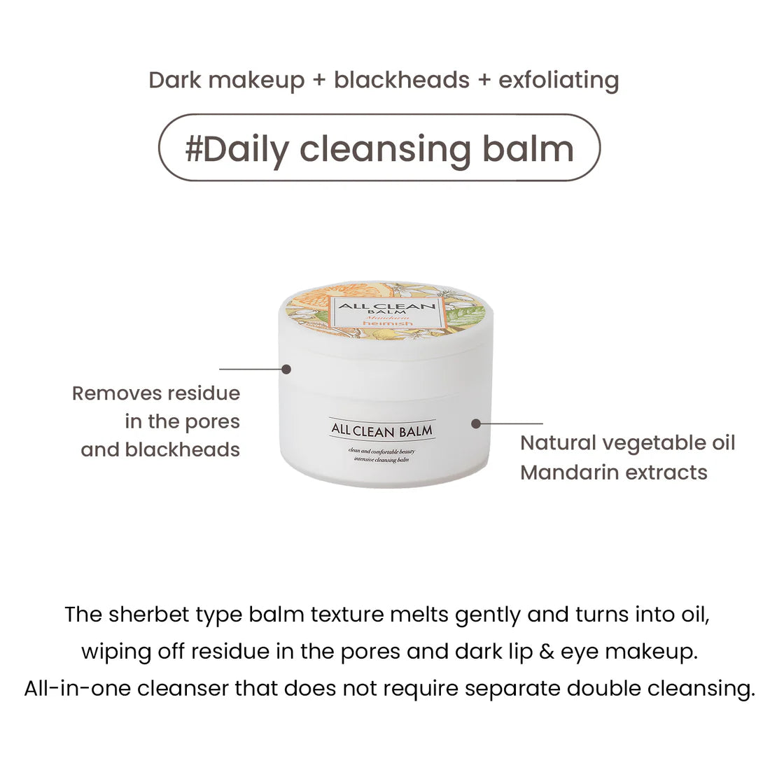 Heimish - All Clean Balm Mandarin (120ml) - v - Seoulful Skincare