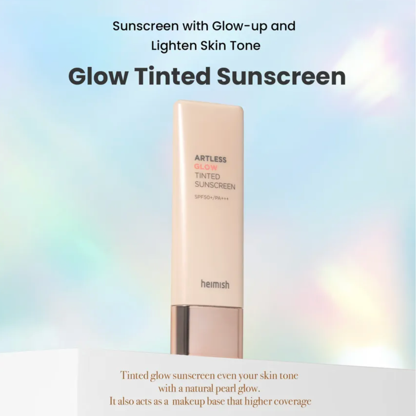 Heimish - Artless Glow tinted Sunscreen SPF 50+ PA ++++ - v - Seoulful Skincare