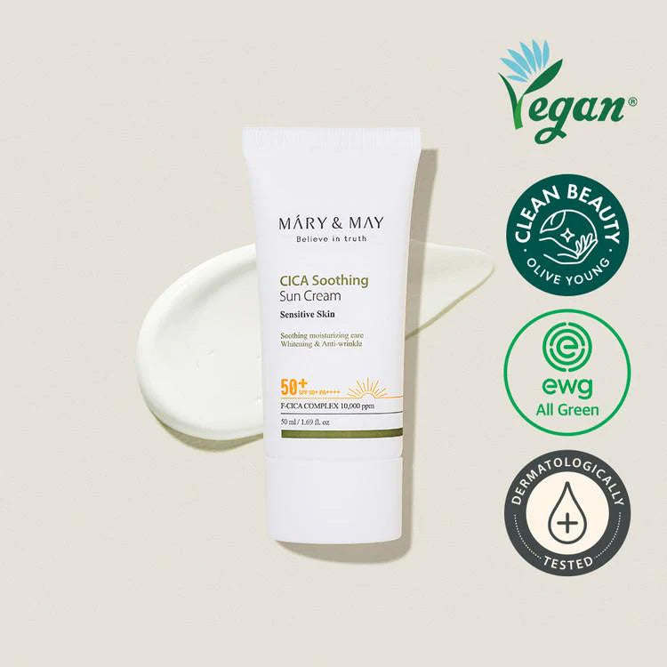 Mary&May - Vegan CICA Soothing Sun Cream SPF50+ PA++++ (50ml) 3- Seoulful Skincare