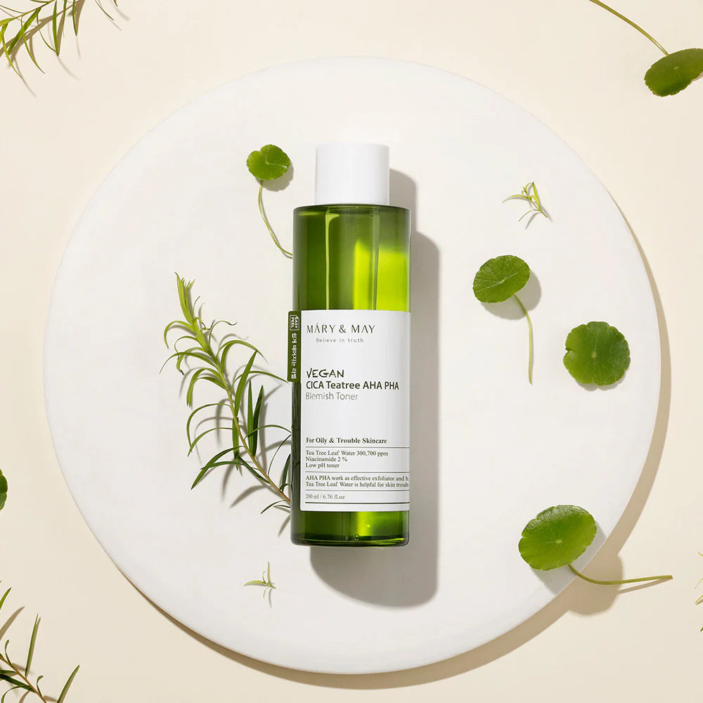 Mary&May - Vegan CICA Tea Tree AHA PHA Blemish Toner (200ml) 13- Seoulful Skincare