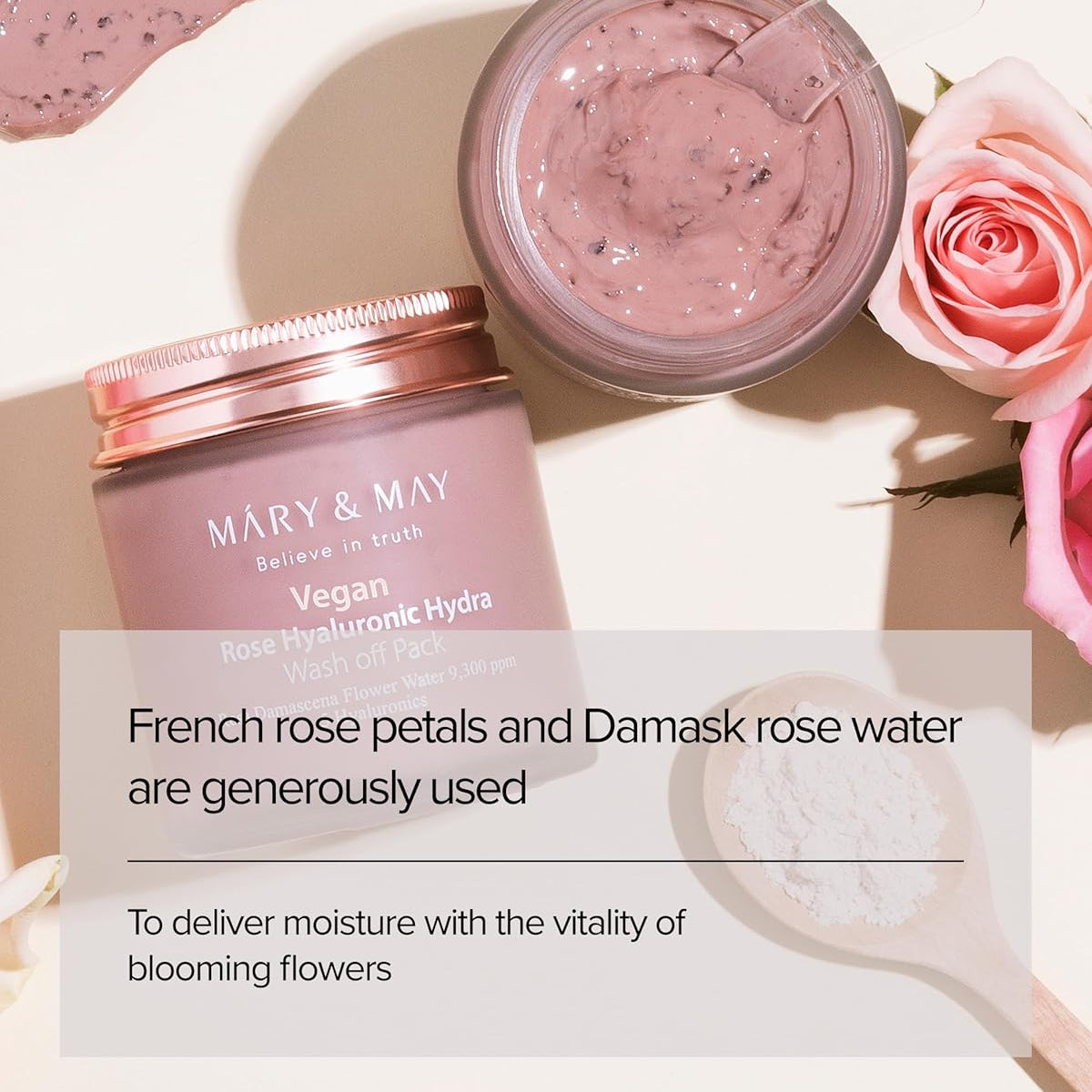Mary&May - Vegan Rose Hyaluronic Hydra Wash off Pack (125g) 5 - Seoulful Skincare