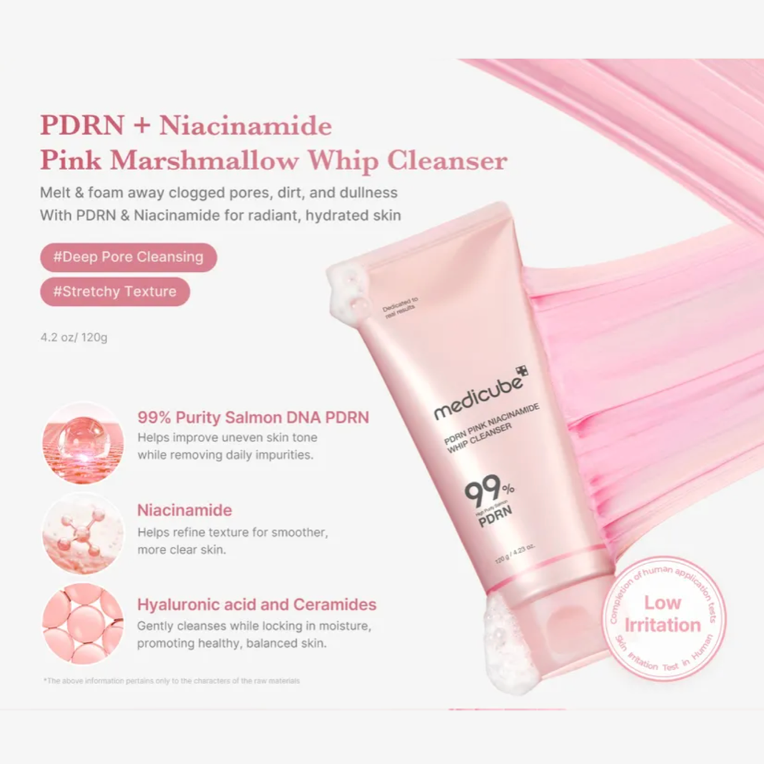 Medicube - PDRN Pink Niacinamide Whip Cleanser (120g) - v8 - Seoulful Skincare