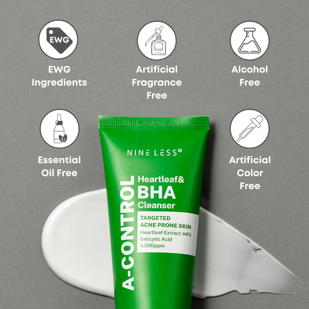 NINE LESS - A-Control Heartleaf & BHA Foam Cleanser (120ml) - v4 - Seoulful Skincare