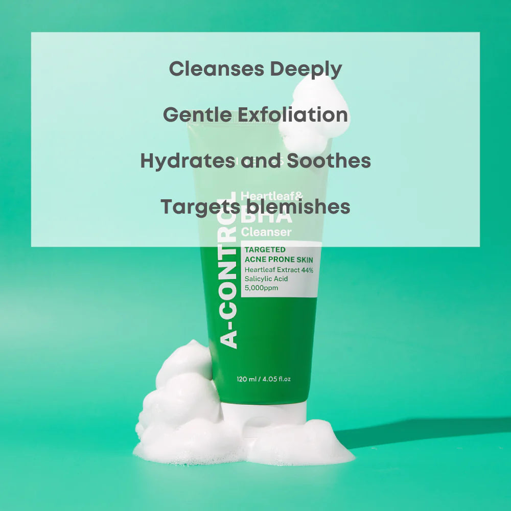 NINE LESS - A-Control Heartleaf & BHA Foam Cleanser (120ml) - v6 - Seoulful Skincare