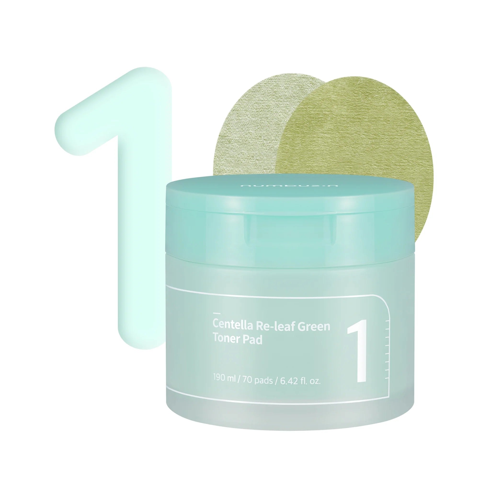 Numbuzin - No.1 Centella Re-Leaf Green Toner Pad (70 pads) - v3 - Seoulful Skincare