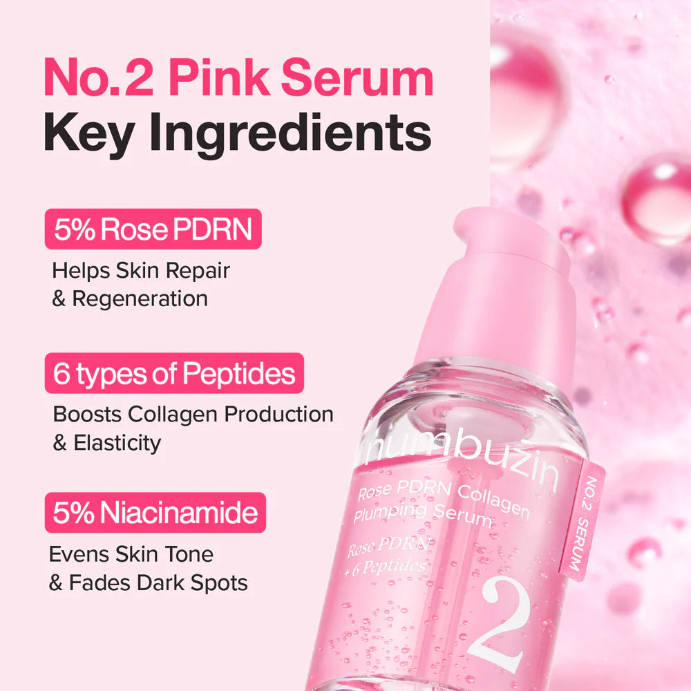 Numbuzin - No.2 Rose PDRN Collagen Plumping Serum - v8 - Seoulful SKincare