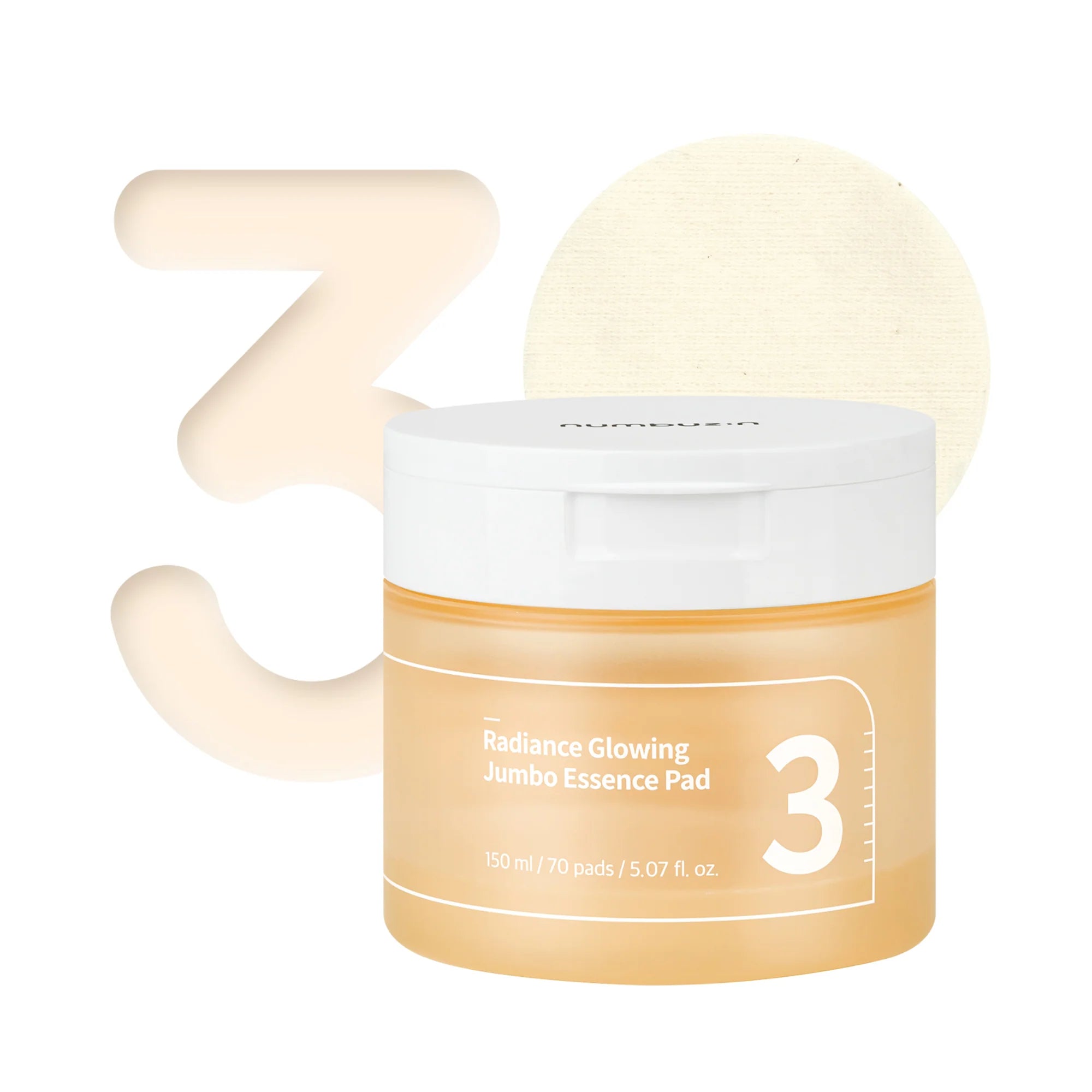 Numbuzin - No.3 Radiance Glowing Jumbo Essence Pad (70 pads) - v4 - Seoulful Skincare