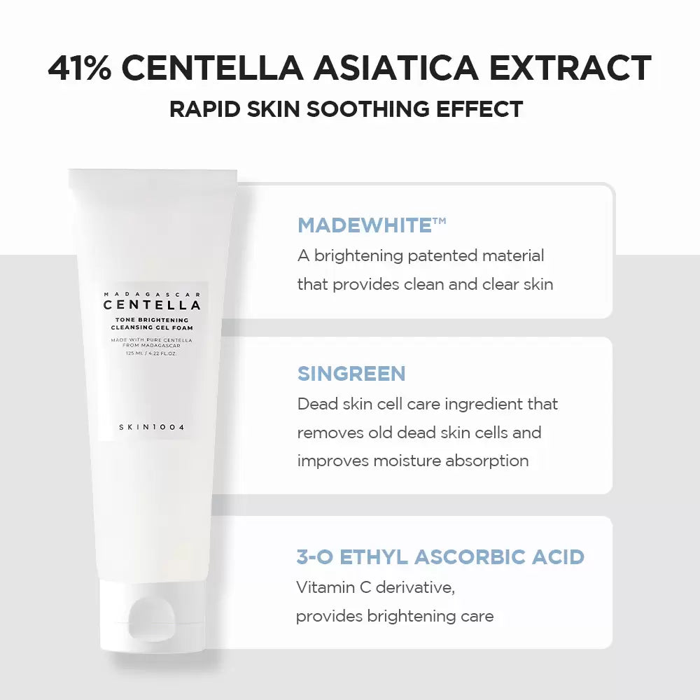 Madagascar Centella Tone Brightening Cleansing Gel Foam (125ml)