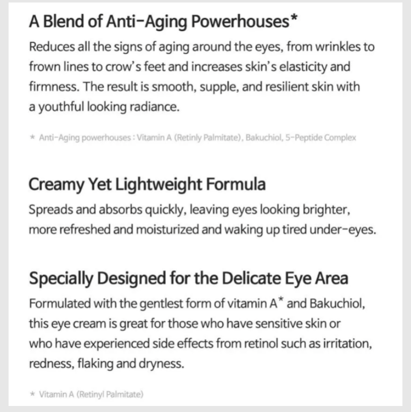 TIAM - Vita A Bakuchiol Firming Eye Cream (30ml) - v12 - Seoulful Skincare