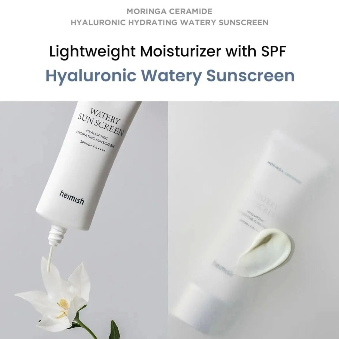 alt - Heimish_-_Moringa_Ceramide_Watery_Sunscreen_SPF_50_PA_50ml_-_Seoulful_Skincare