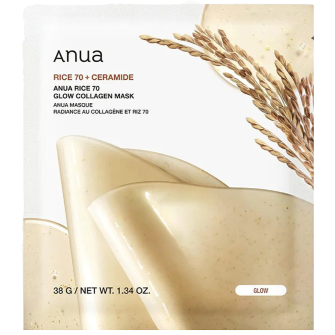 ANUA - Rice 70 Glow Collagen Mask (4pcs) - Seoulful Skincare
