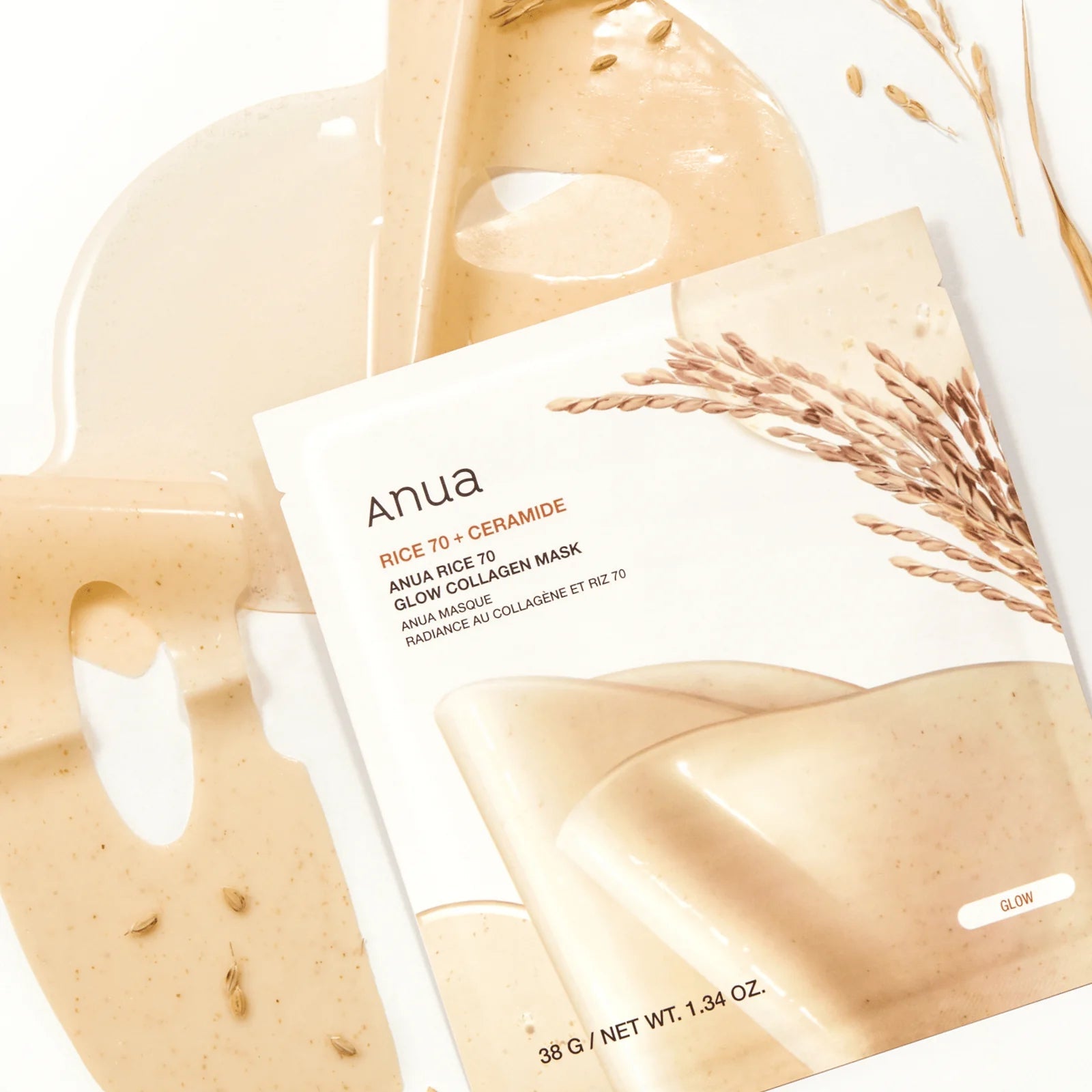 ANUA - Rice 70 Glow Collagen Mask (4pcs) - v6 - Seoulful Skincare