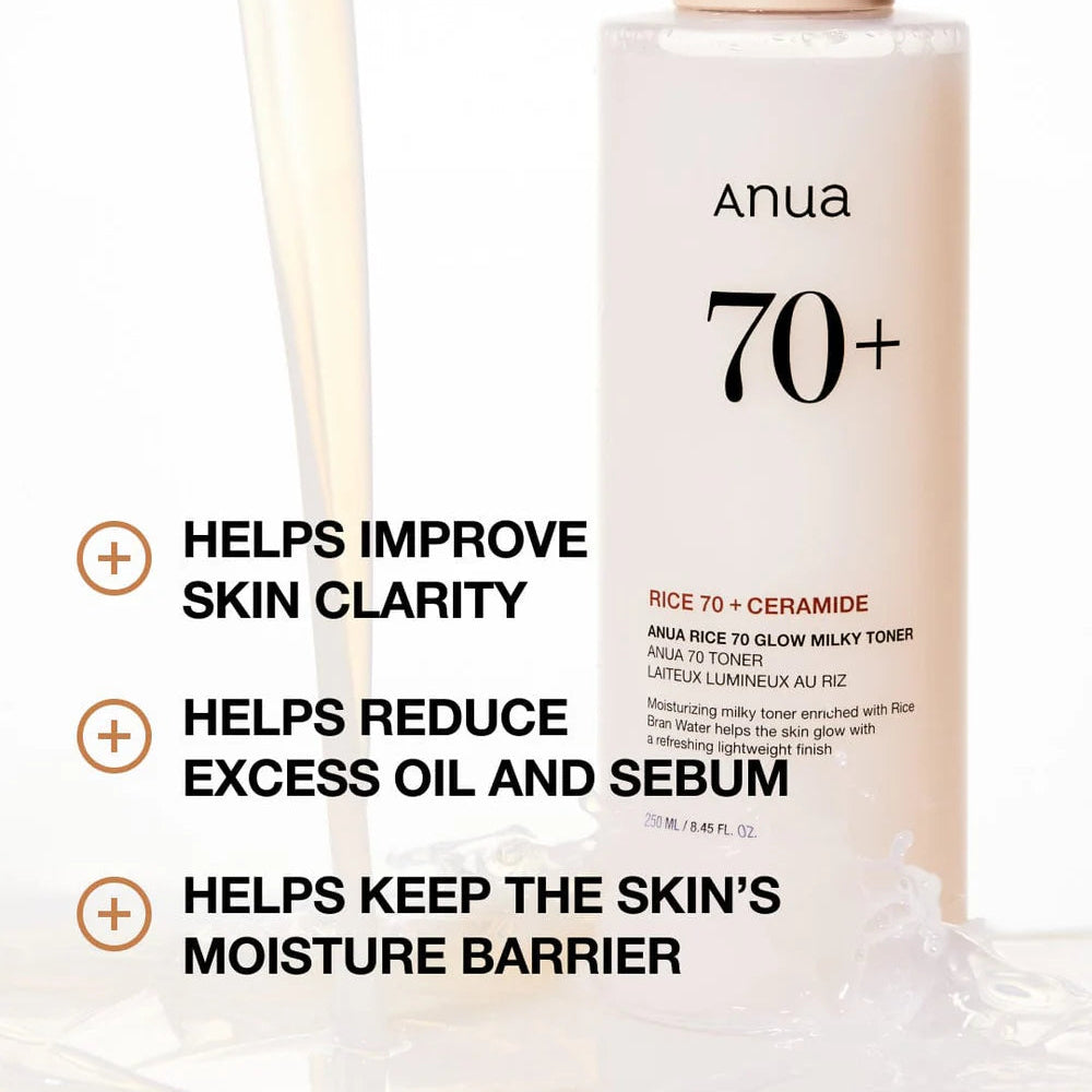 ANUA - Rice 70 Glow Milky Toner (250ml) - v8 - Seoulful Skincare