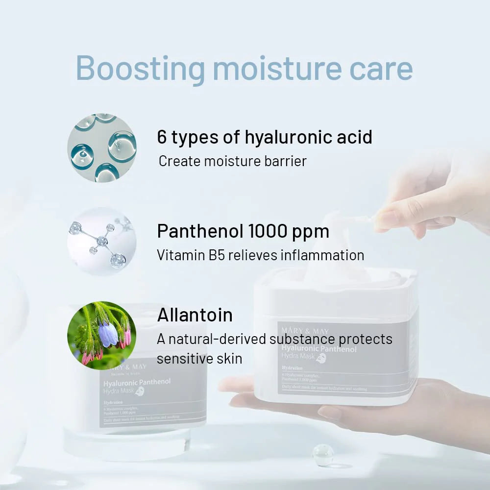 Mary&amp;May - Hyaluronic Panthenol Hydra Mask (30 sheets) 6 - Seoulful Skincare