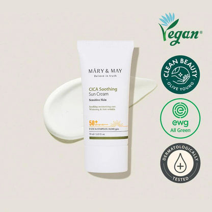 Mary&amp;May - Vegan CICA Soothing Sun Cream SPF50+ PA++++ (50ml) 3- Seoulful Skincare