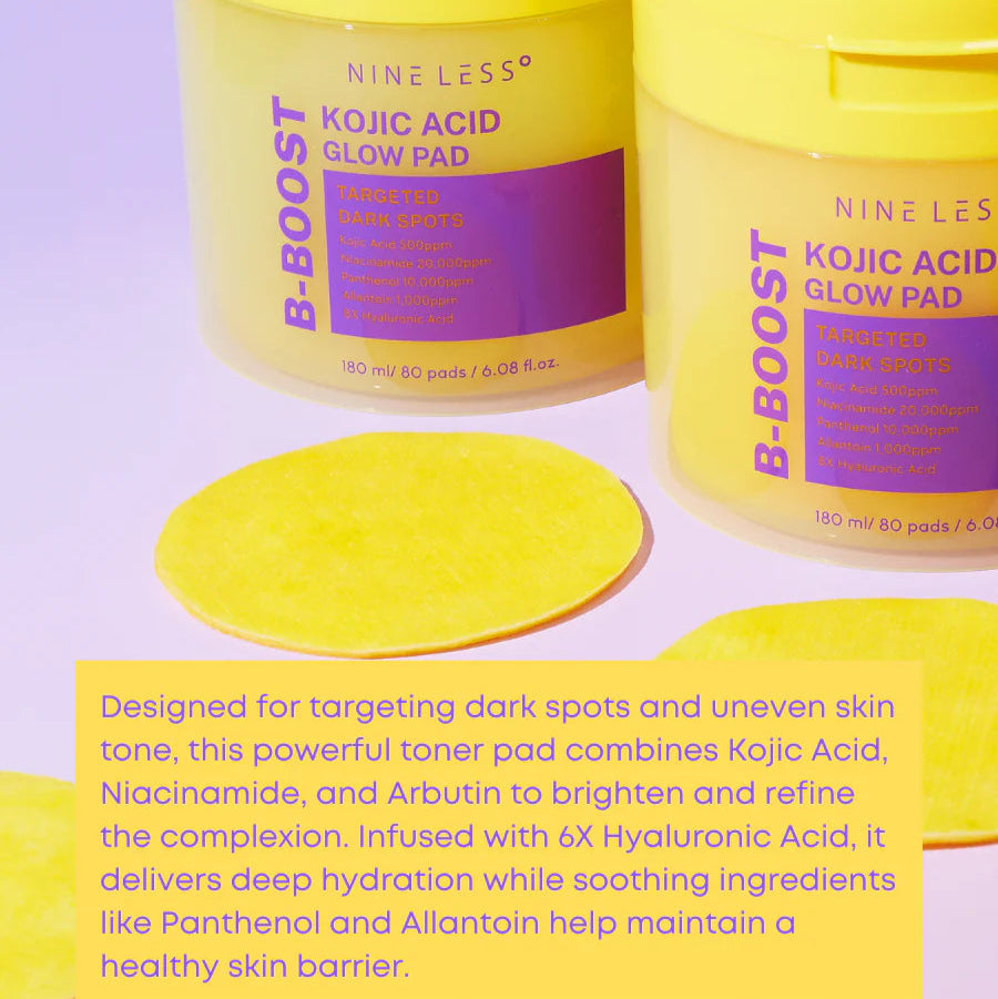 NINE LESS - B-Boost Kojic Acid Glow Pad (80 pads) - v4 - Seoulful Skincare