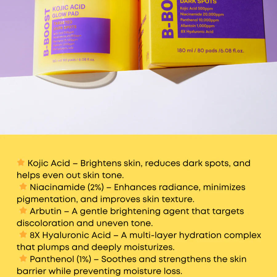 NINE LESS - B-Boost Kojic Acid Glow Pad (80 pads) - v5 - Seoulful Skincare
