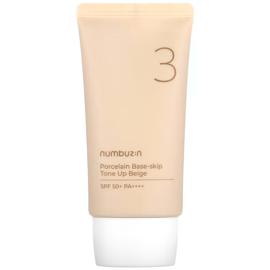 Numbuzin - No. 3 Porcelain Base-Skip Tone Up Beige (50ml) - Seoulful Skincare