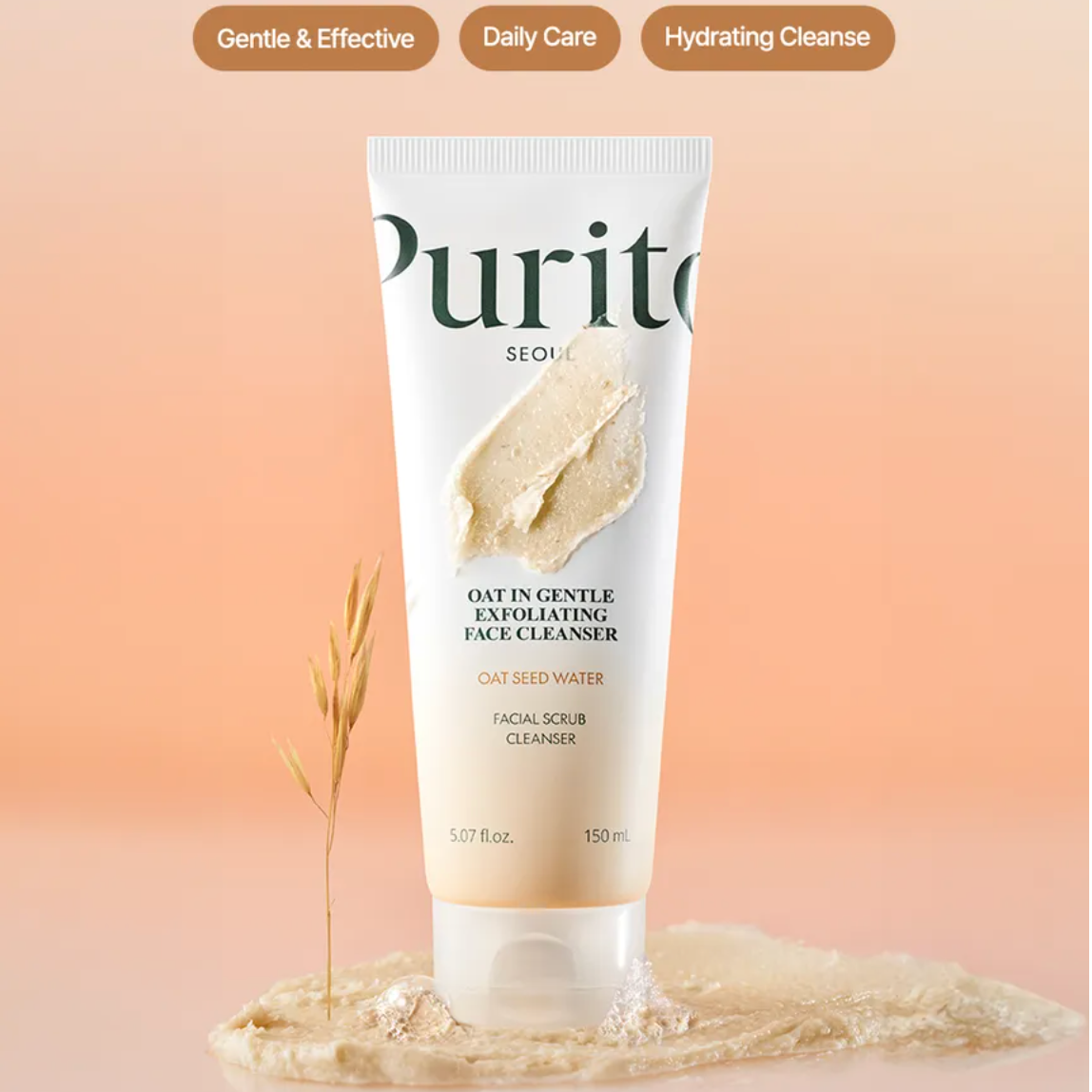 Purito SEOUL - Oat-In Gentle Exfoliating Face Cleanser (150ml) - v - Seoulful Skincare
